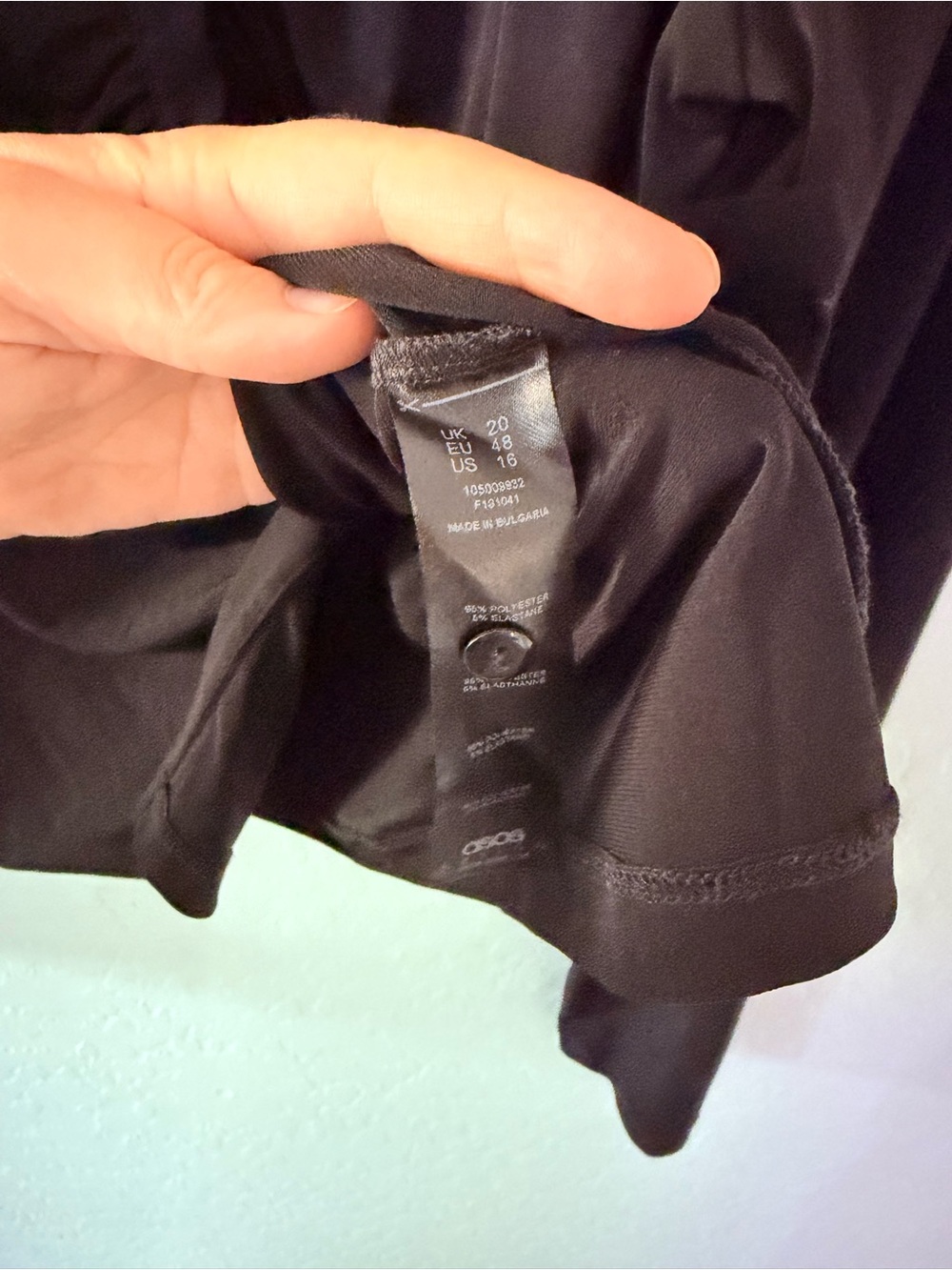 ASOS DESIGN Black‎ Ruched Button Front Collared Top Size US 16 - Picture 5 of 6